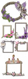 Scrap Set - Spring frame with flowers PNG Files
