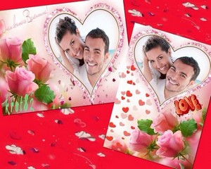 Рамка  с цветами и сердцем ко Дню Святого Валентина - С Днем Всех Влюбленны ...