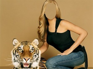 Женский шаблон - фотосессия с тигром