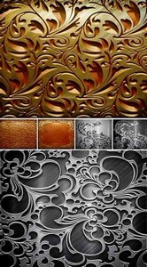 Коллекция золотых и серебряных металлических орнаментов (HQ текстуры)
