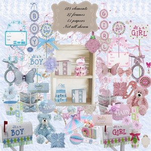 Scrap Set - Baby Boy and Girl PNG and JPG Files