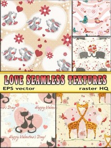 Бесшовные фоны для влюбленных - жирафы целуются (eps & tiff)