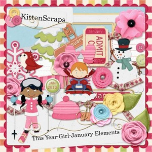 Scrap Set - Girl-January Elements