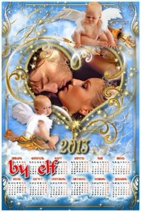 Календарь 2013 с вырезом для фото - Купидон-гроза сердец