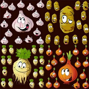 Клипарт - Овощи чеснок лук редька картофель с выражениями эмоций прозрачный ...