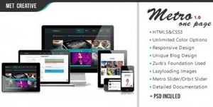 ThemeForest - Metro One Page | Responsive, Select Your Color - FULL