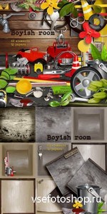 Scrap Set - Boyish Room PNG and JPG Files