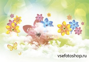 PSD Source - Spring Background 2013 - Flowers in the Clouds