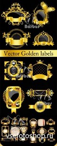 Vector Golden labels with heraldry elements /      ...