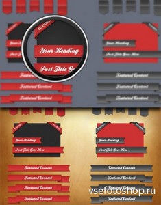 PSD Web Elements - Red Ribbons For Creative Design 2013