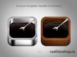 Beautiful ios Apple Icon Template Metalic and Wooden PSD