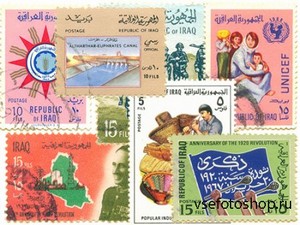 Set of old Iraqi stamps.PSD
