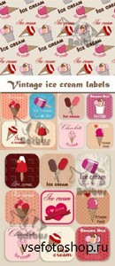 Vintage ice cream labels / Винтажные наклейки для мороженного - Vector stoc ...