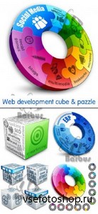 Web development cube and pazzle /      - Vector stock