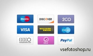 PSD High Quality Payment Options Icon Set