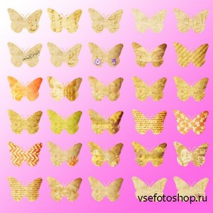 Papers Butterflies. PSD Cliparts