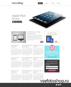 PSD Web Template Premium Metro Style Blog