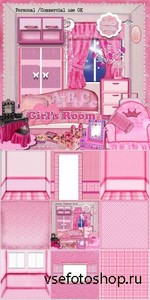 Scrap Set - Girls Room PNG and JPG Files