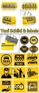 Taxi Schild and labels /     - Vector stock