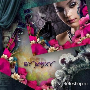 Цветочная рамка для фотошоп - Красивые маки