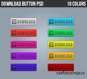 10 Colored Buttons PSD Web Design