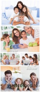 Family at a leisure with the laptop /     