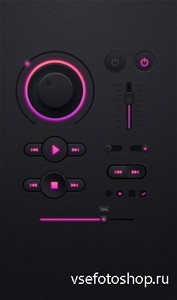 PSD Web Design - Music Player UI kit PSD, Dark Theme UI