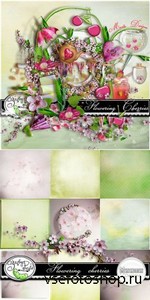 Scrap Set - Flowering Cherries PNG and JPG Files