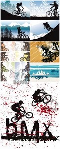 Silhouettes of cyclists /  