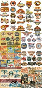 Vintage cars and motorcycle labels /     