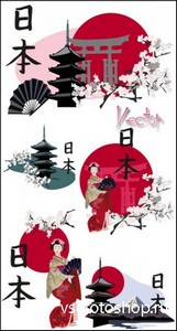 Япония, cказочное путешествие в страну гейш и сакуры - Векторные фоны