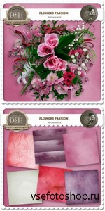 Scrap Set - Flowers Passion PNG and JPG Files
