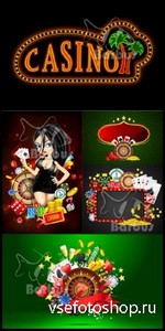 Bright casino - cards, counters, coins /   - ,   