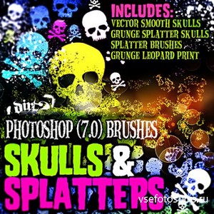 Grunge Skull-Splatter Brushes