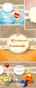 Лейблы с романтичным котом  в Векторе / Vector – Labels