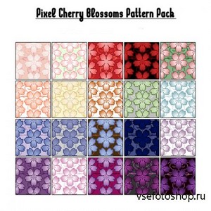 Pixel Cherry Blossom Patterns