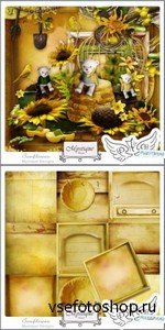 Scrap Set - Sunflower PNG and JPG Files