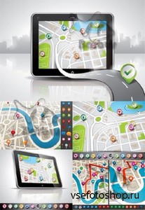 City map with GPS Icons /    GPS 