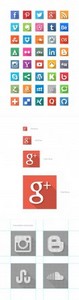 40 Social Media Flat Icons - PSD Sources