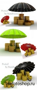        / Umbrellas and gold coins - Stock p ...