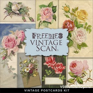 Scrap-kit - Vintage Postcards With Roses 2013