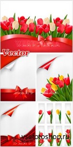 Векторные фоны с тюльпанами / Vector background with tulips