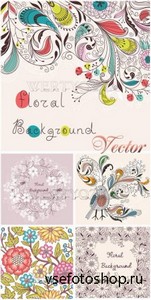      / Background with flowers and ornaments - vecto ...