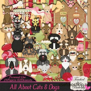 Scrap Set - All About Cats and Dogs PNG and JPG Files