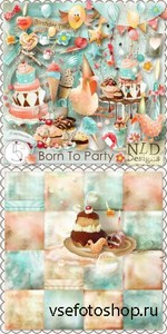 Scrap Set - Born To Party PNG and JPG Files