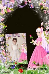 Рамка для девочек – Принцесса и роза