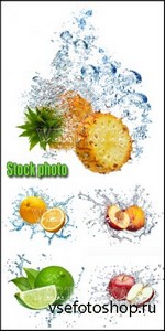   , , ,  / Fruits in water, pineapple, peach,  ...