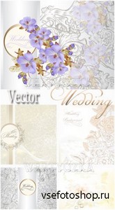     / Wedding backgrounds with flowers - vector clipar ...