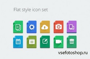PSD & PNG Icon Set - Modern Flat Style