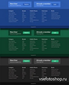 PSD Web Design - Beautiful Footer - Blue, Black, Green